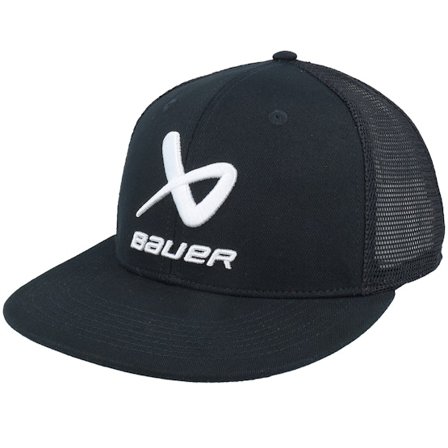Bauer - Svart snapback Keps - Core Flat Brim Black Trucker @ Hatstore
