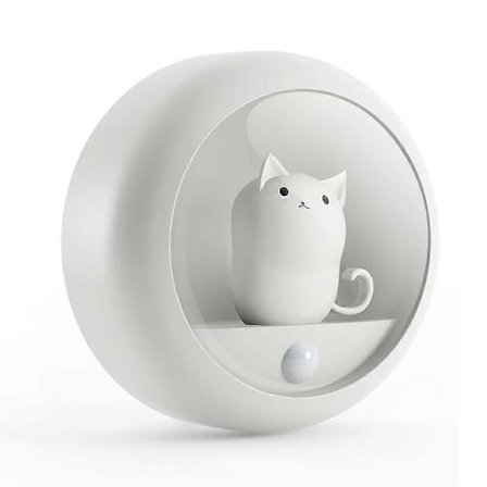 Katt Bevegelsessensor Nattlampe Garderobe Korridor Trapp Sensor Nattlampe 4000k Varmhvit USB Oppladbar