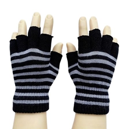 Torgvantar, korta & fingerlösa - Randiga - Grå