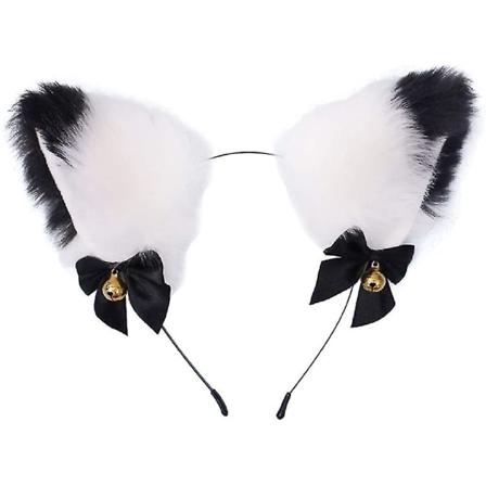 Dyre Anime Faux Fur Ræv Ulv Kat Hund Ører Pandebånd Med Klokker Halloween Cosplay Kostume