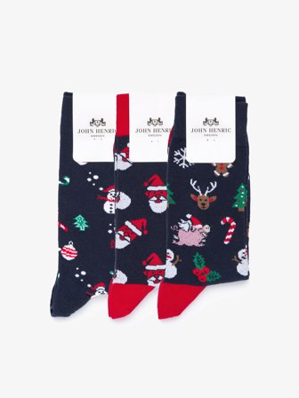 John Henric Men's 3er-Pack Weihnachtssocken Size