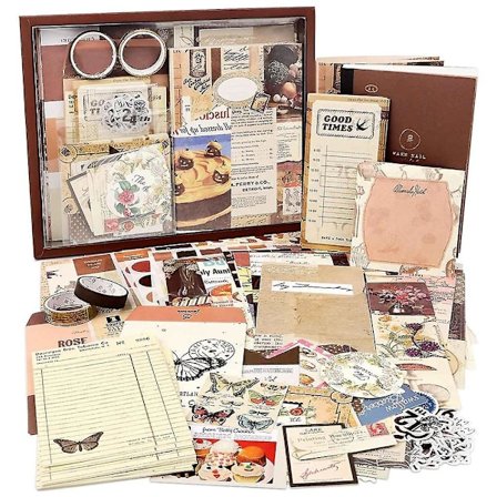 Æstetisk Scrapbogsæt, Junk Journal Sæt Med Journaling/Scrapbooking Tilbehør, Gave Til Teenager (