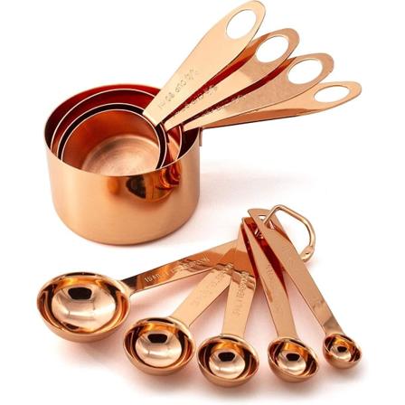 9-delad roséguld nestat metallmätkoppar och mätkoppar [kk]
