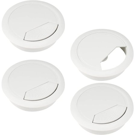 4 Stk. Bordkabelgennemføring, 60 mm Bordkabeldæksel, Hvidt Plastikkabeldæksel til Borde, Kabeldæksel til Runde Kabler