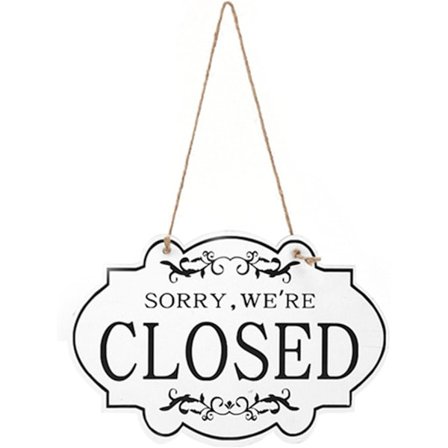 Åpne og lukkede skilt i tre, dobbeltdørskilt, hengende skilt for åpningstider, skilt for åpne butikker, barer