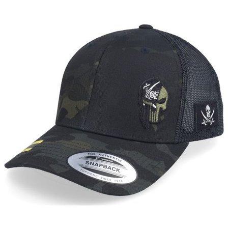 Army Head - Camo trucker Keps - Pirate Army Skull Multicam Black Trucker @ Hatstore