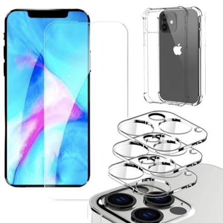Iphone 13 [5-PACK] Linsskydd, Härdat glas, Silkon Skal