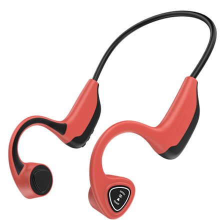 Bone Conduction Hörlurar, Trådlösa Bluetooth Bone Conducting Earbuds, Open Ear Headset med mikrofon, för löpning, cykling, Yoga-Röd