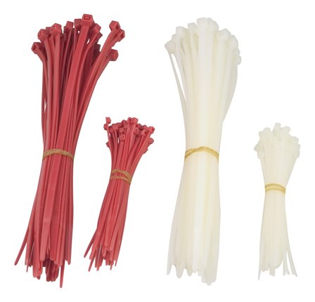 Deltaco Cable ties, 100mm & 200mm, 200-pack, red / white