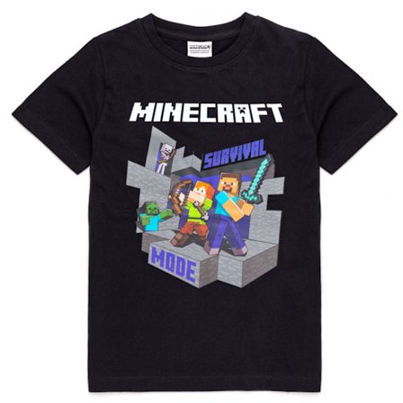 Minecraft Barn/Barnöverlevnadsläge T-shirt 11-12 år Svart