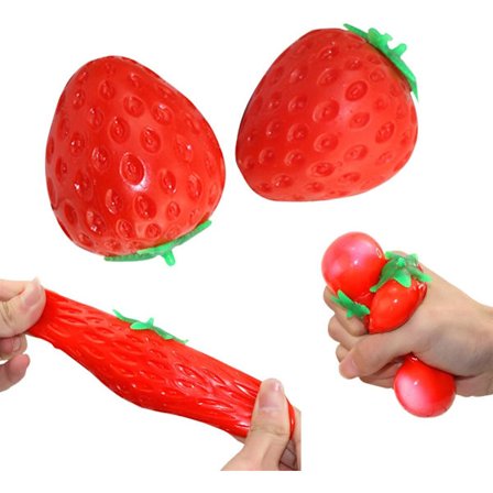 2 stk. simulering søt jordbær myk stressball, gadget sensing