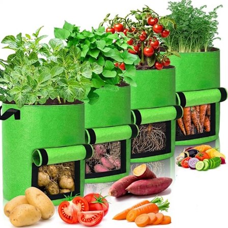 40L Perunapussi, Kasvatuspussi, 4 kpl:n sarja Kuitukangas Kasvatuspussi Kukkaruukku Puutarhapussi Kahvalla Hihnat Ilmastus Kangasruukut, 10 Gallonaa