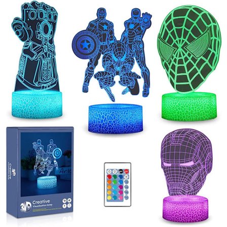 3D Illusion Avengers Nattlampa 16 Färgförändring Dekorlampa