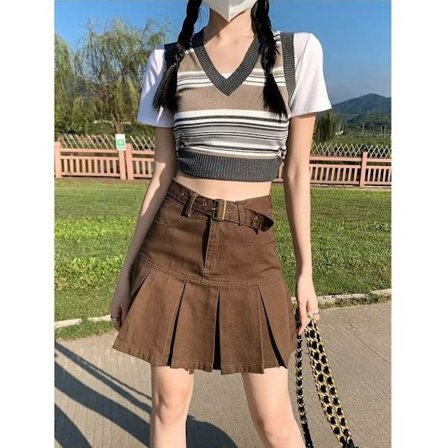 Minikjol Denimkjol BRUN L--55 TILL 60KG