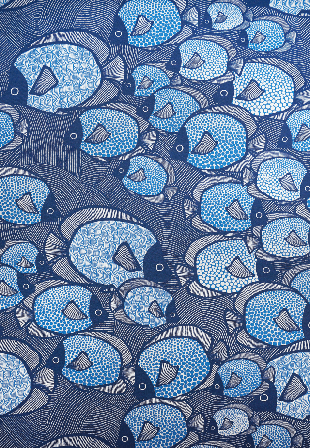 Gyllstad Tyg Metervara Fiskar Blå 1 meter