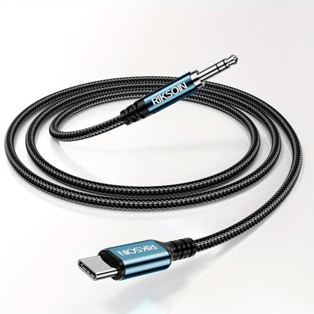 RIKSOIN Aux til USB C Type C til 3,5 mm Audio Adapter Hi-Fi Stereo Ledning Hodetelefon Mannlig Bil Auxiliary Kabel Kompatibel med iPhone 17 16 15 Pro 