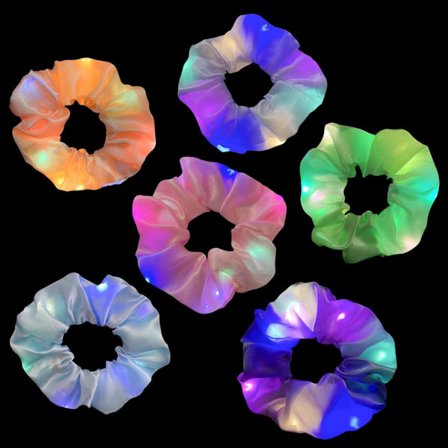 LED Ljus Scrunchie 6 Stycken Luminous Elastiska Hårband, Lumi