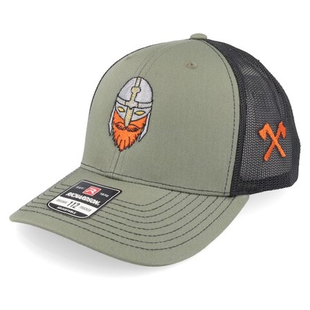 Vikings - Grøn trucker Kasket - Helmet Viking Axe Cross Olive/Black Trucker @ Hatstore
