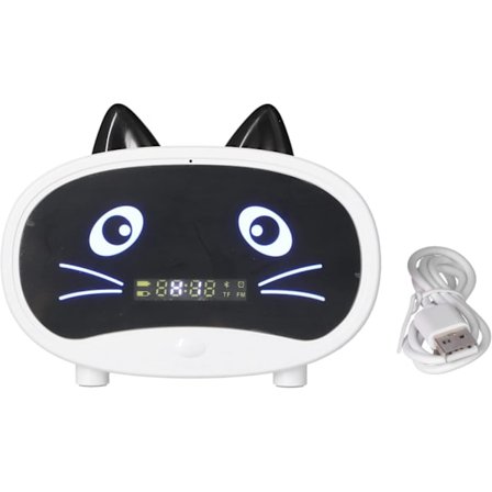 Bluetooth Klokkeradio, Multifunksjonell Trådløs Vekkerklokke Bluetooth Høyttaler MP3-spiller, Søt Katteøredesign, Støtte for Bluetooth/