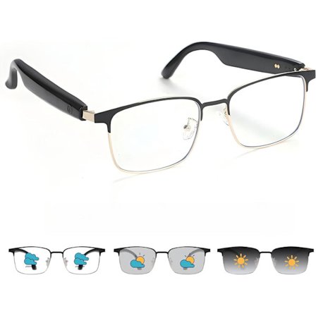 2025 Seneste Model GS06 Bluetooth Briller til Kvinder & Mænd, Smarte Briller med Automatisk Mørkere Linser, Anti-Blåt Lys & UV-Beskyttelse, HD Sp