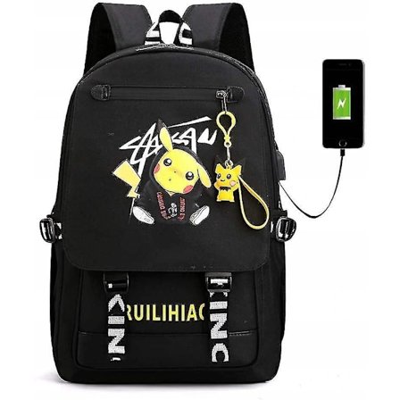 Pokemon Backpack With Usb Port Luminous Pattern Pikachu Backpack