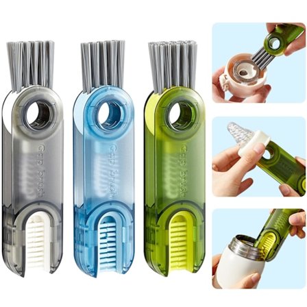 Kop Låg Åbning Rengøringsbørste 3-i-1 Flaskebørste Kop Låg Åbning Rengøringsmiddel Køkken Åbning Rengøringsbørste Køkken Spalte Rengøringsværktøj 3 