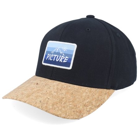 Picture - Sort adjustable Kasket - Wakopa Bb Cap A Black/Cork Adjustable @ Hatstore