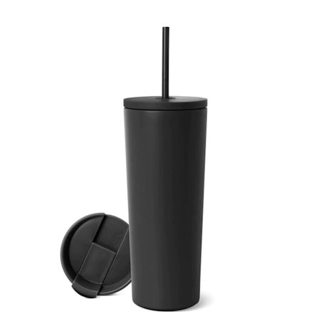 Tumbler med Lock och Sugrör | Återanvändbar Vattenflaska i Rostfritt Stål Resemugg | Presenter till Kvinnor Män Honom Henne | 710 ml (24oz)
