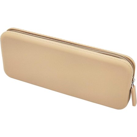 Silikon pennal, vanntett silikon kosmetikkveske, pennal, multifunksjonell pennal estetisk, glidelås oppbevaringspose (brun)