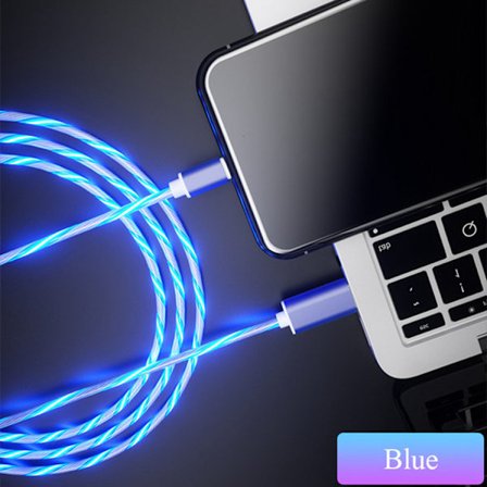 QU-Flödande Ljus Laddning Mobiltelefon Kabel Laddare Sladd LED Micro USB Typ C USB Laddningssladd