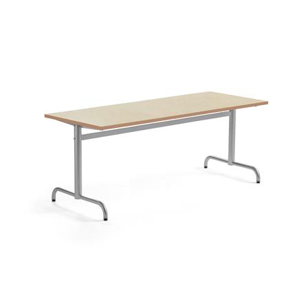 Tisch PLURAL, 1800x700x720 mm, Linoleum-Platte, beige, silber