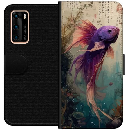 Yhteensopiva Lompakkokotelo Huawei P40 Aasialainen Kala Koi Japani Akvaario