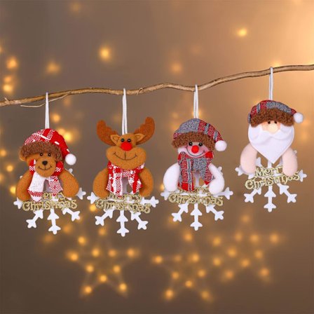 4 st Julgranshängande set Jultomten Snögubbe Älgbjörn Julgran Plyschhängen Holiday Home Party Dekorationer Presenter för barn