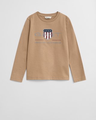 GANT - Kids Longsleeve med Archive Shield-logo dark khaki