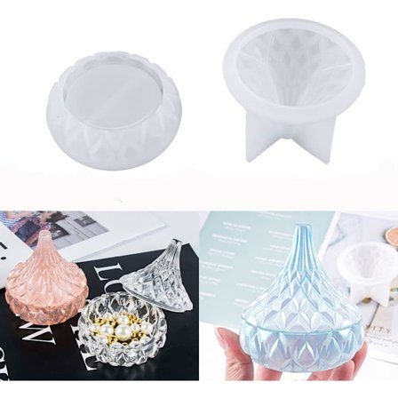 Silikoneopbevaringsboks, silikoneform til smykker med låg i epoxyharpiks