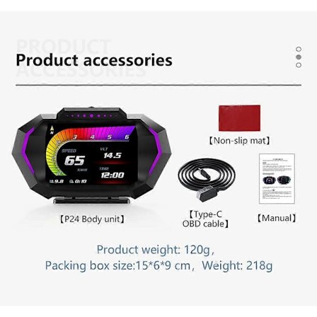 HD Monitoiminen Täysi LCD-mittaristo OBD+GPS Kaksoisjärjestelmä Auto OBD2 GPS HUD Head Up Älykäs Digitaalinen Nopeusmittari Testerihälyttimellä
