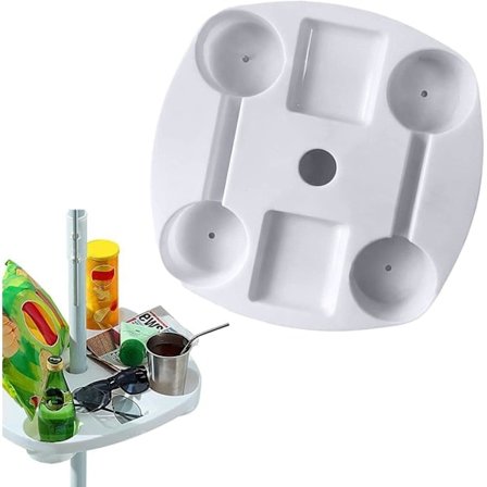 14,5 tommer parasolfad - Parasolfad med kopper og snackbakke | Parasolbord til terrasse, strand, have, pool