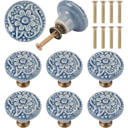 (Ulike farger (ikke spesifisert)) Dørknotter - Vintage - 8 stk - Keramikk - Blomstermønster - 34mm