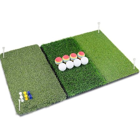 Tri-turf 3-i-1 golfmatta med realistisk teebox | Fairway | Rough för chipping driving övningsträningsmatta 16"*25"