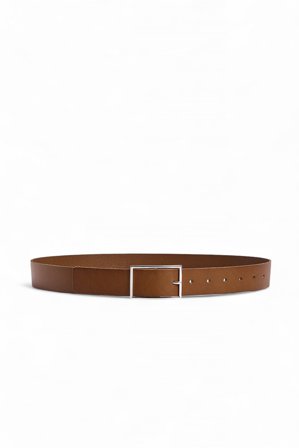 Premium Selection Leather Squared Buckle Belt - Bælter - Brun - M / L