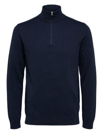 Slhberg Half Zip Cardigan Noos Tops Knitwear Half Zip Jumpers Navy Selected Homme