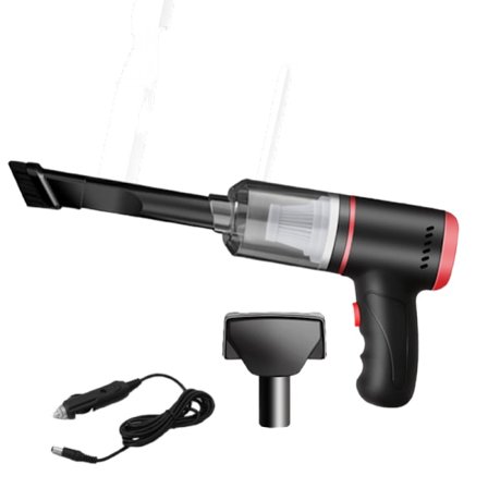 Trådlös bil dammsugare med hög effekt, mini bärbar bil dammsugare för hem och bilar (svalt svart sladdansluten ~ bilmodell)