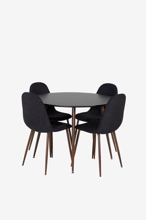 Venture Home - Ruokailuryhmä Plaza ja tuolit Polar, 4 kpl - Musta - Ruokailuryhmät - - Homeroom