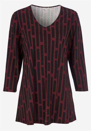 Cellbes of Sweden - Mönstrad trikåtunika - vinröd / mönstrad - för damer - 58/60