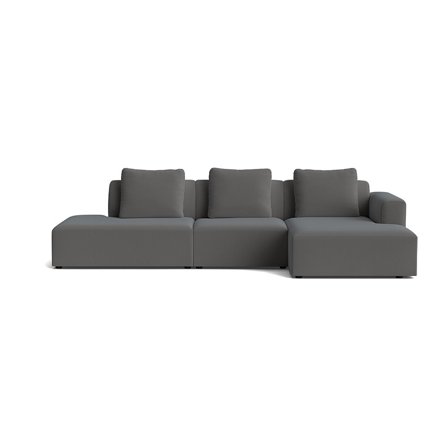 Como chaiselong sofa, højrevendt | open end - Lisboa Antracit fløjl - 308x155x83 - Sofa, chaiselong