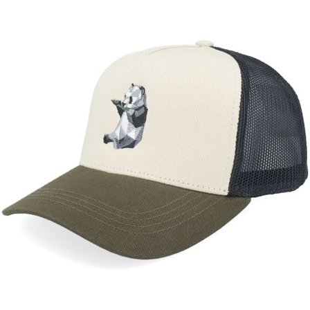 Kiddo Cap - Beige trucker Keps - Kids Paper Panda Stone/Black/Olive A-frame Trucker @ Hatstore