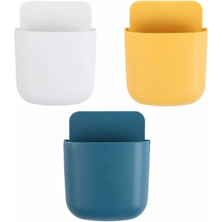 Seinälle kiinnitettävä kaukosäätimen säilytyslaatikko, sekalaisten tavaroiden järjestäjä, latausteline, matkapuhelimen ripustin, tarvikkeiden säilytys