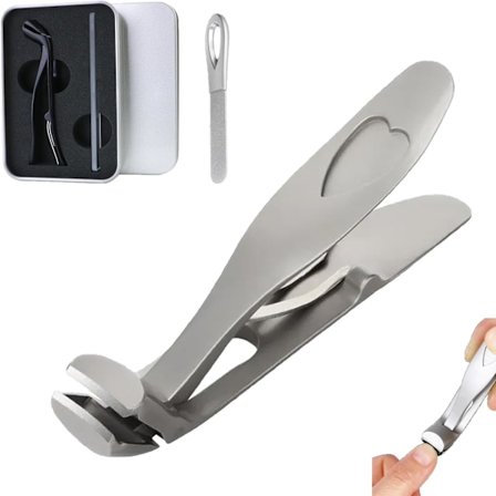 Negleklipper for tykke tånegler, ergonomisk vinklet hode Senior tånegleklipper, Shirem Negleklipper Sølv
