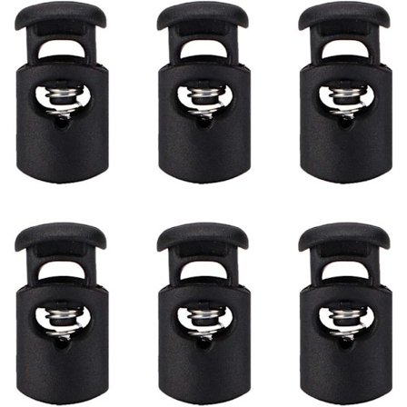6 stk. Plast Snøre Låse Stopper Ende Fjeder Stop Enkelt Hul Toggle Fastener Stoppere Reb Ende til Snore Tøj, Snørebånd, Tasker, Camping, Bl