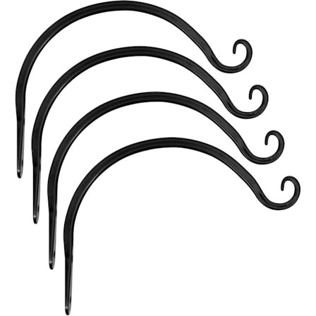 8 tum Växtupphängare Hängande Växtfäste Väggstolpskrokar Inomhus Utomhus för Blomkruka Korg, Fågelmatare, Vindspel, Lyktor, 4-pack, Svart